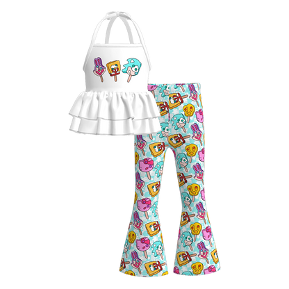Girls Summer Goose Popsicle Print Slip Bell Pant Set