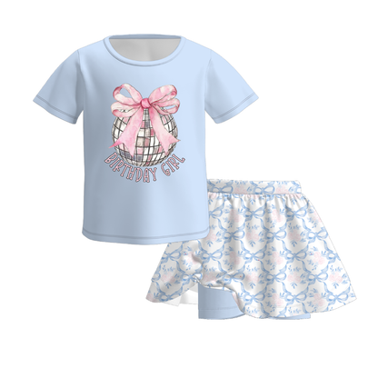 Girls Summer Birthday Print Fashion Boutique Skirt Set