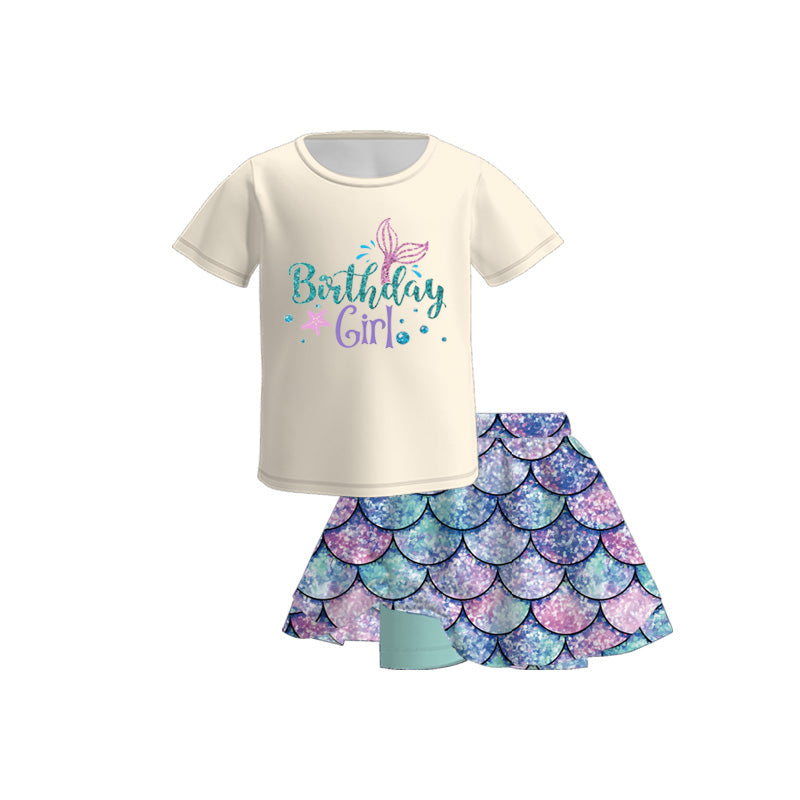 Girls Summer Birthday Print Fashion Boutique Skirt Set