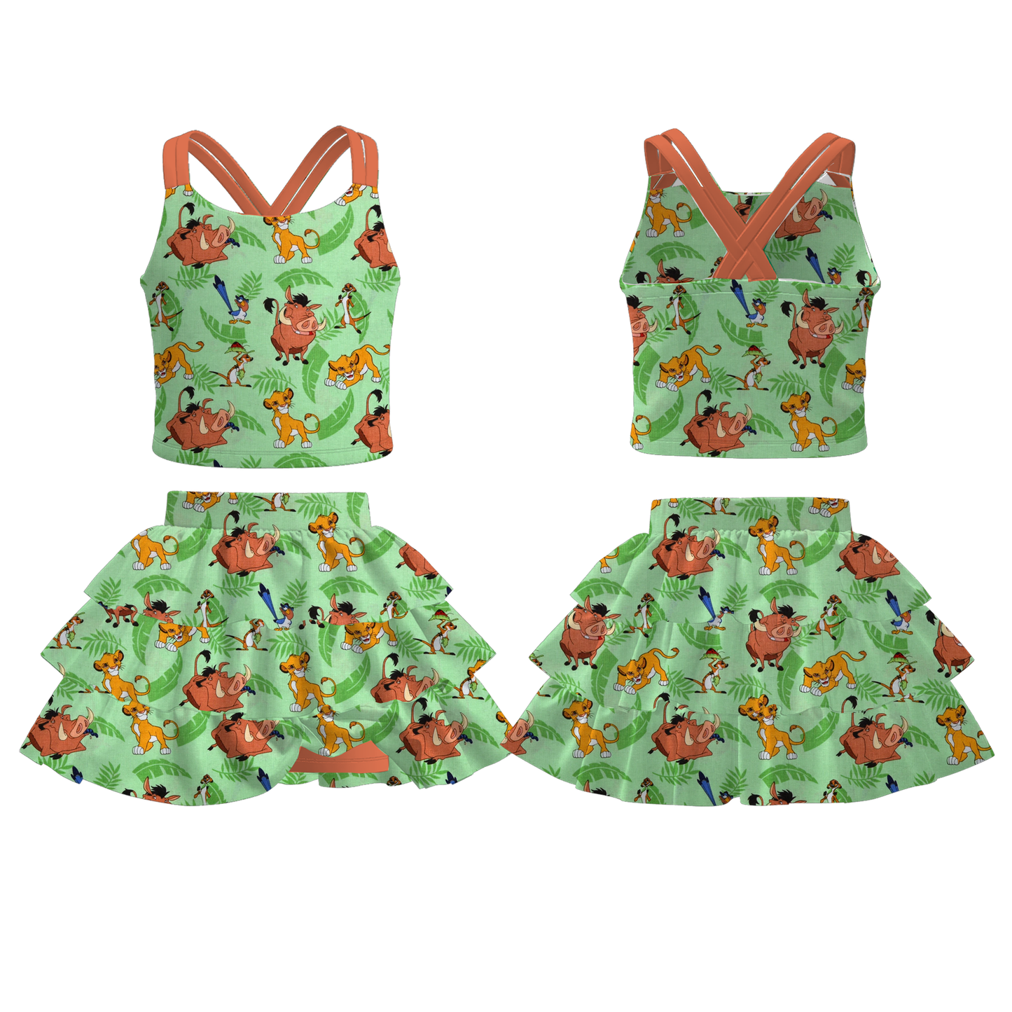 Girls Summer Princess Character Printed Skirt Set