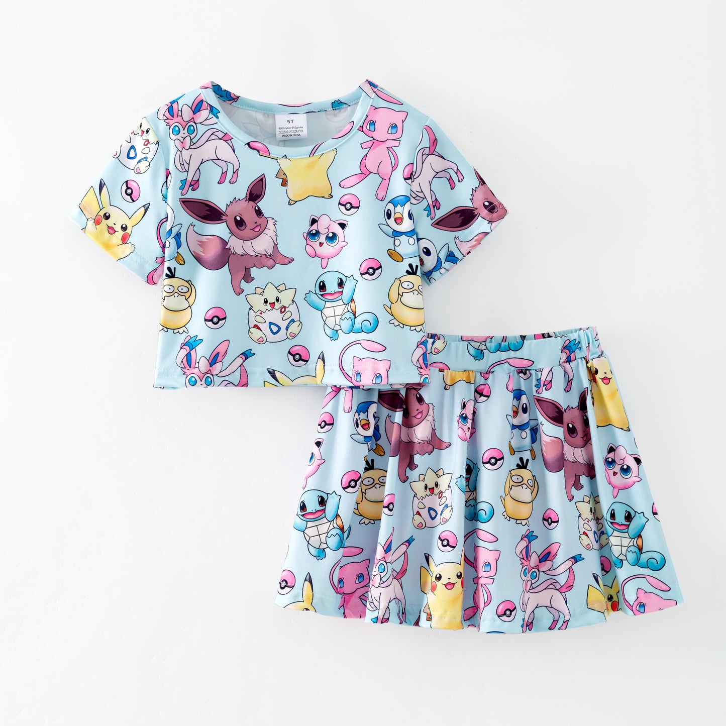 Summer Pokemon Printed Cartoon Fashion Kids Clothes Collection