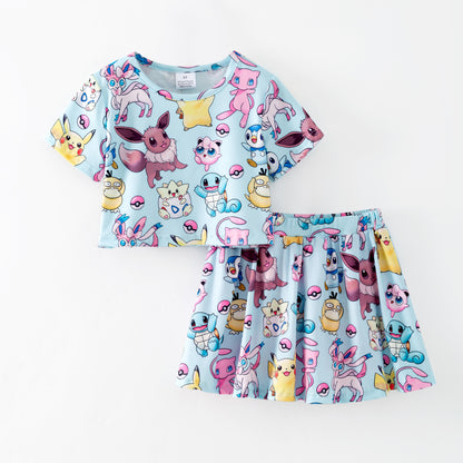 Summer Pokemon Printed Cartoon Fashion Kids Clothes Collection