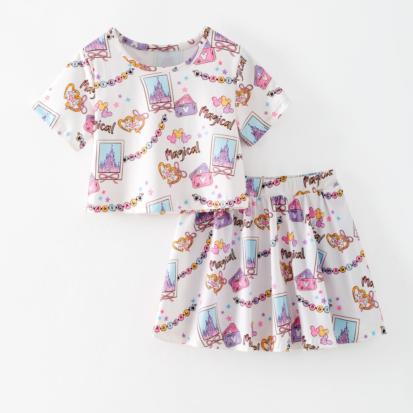 Girls Summer Cartoon Cute Magical Printed Party Outfits