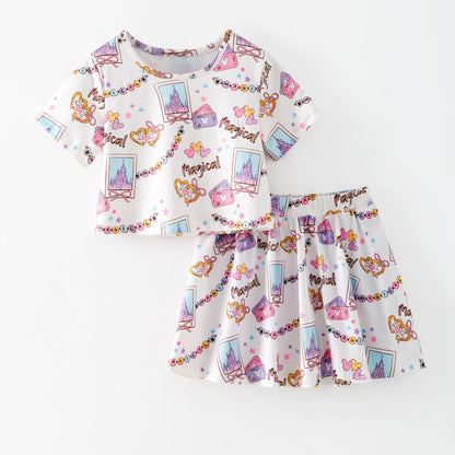 Girls Summer Cartoon Cute Magical Printed Party Outfits