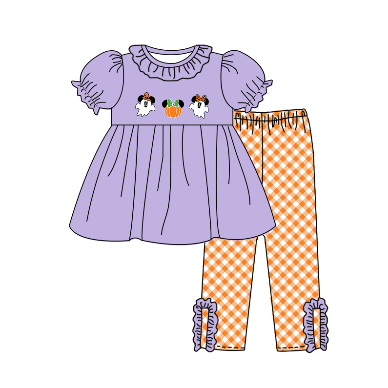 Halloween Kids Outfit Collection – Embroidered Ghost & Pumpkin Design