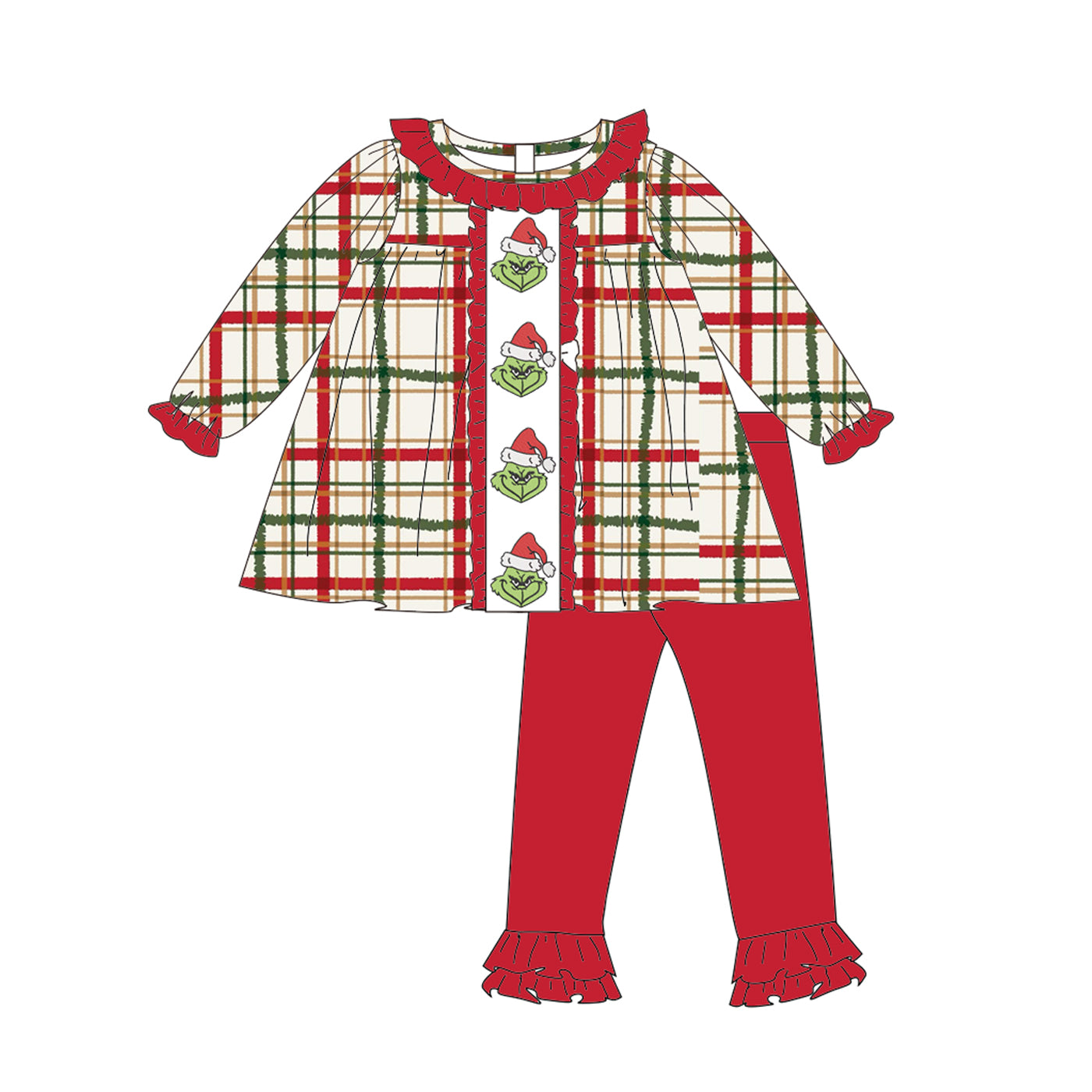 New Christmas Kids Clothing Collection – Festive Grinch Embroidery
