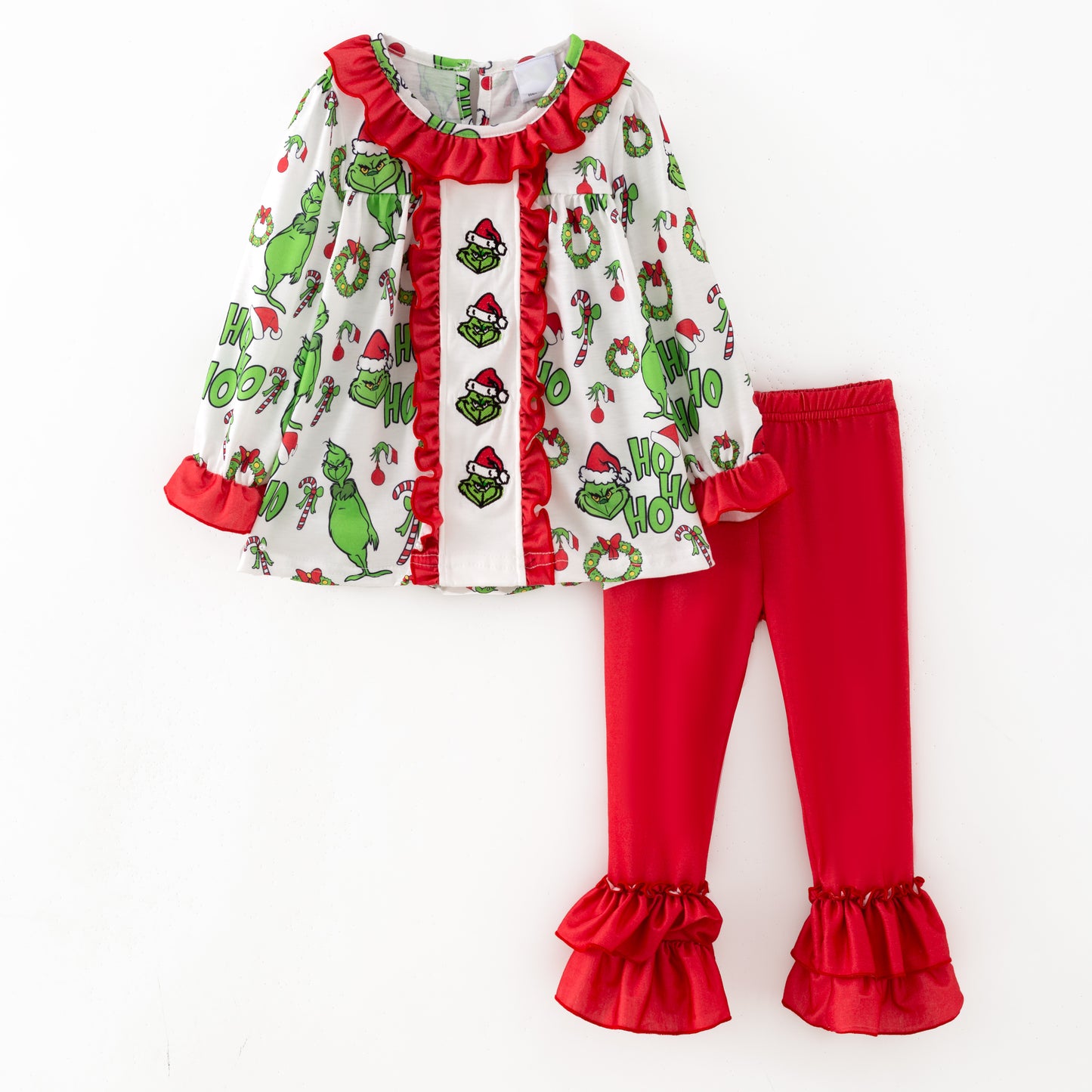 Christmas Kids Outfit Collection – Grinch Embroidered Holiday Styles