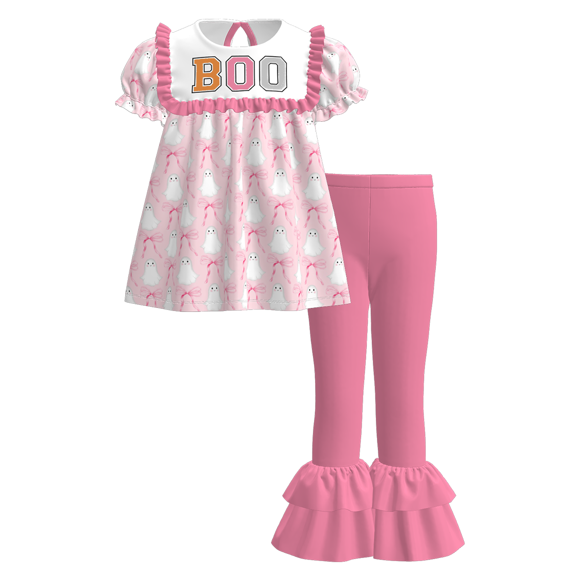 Girls Fall Halloween BOO PUMPKIN Embroidery Pant Set