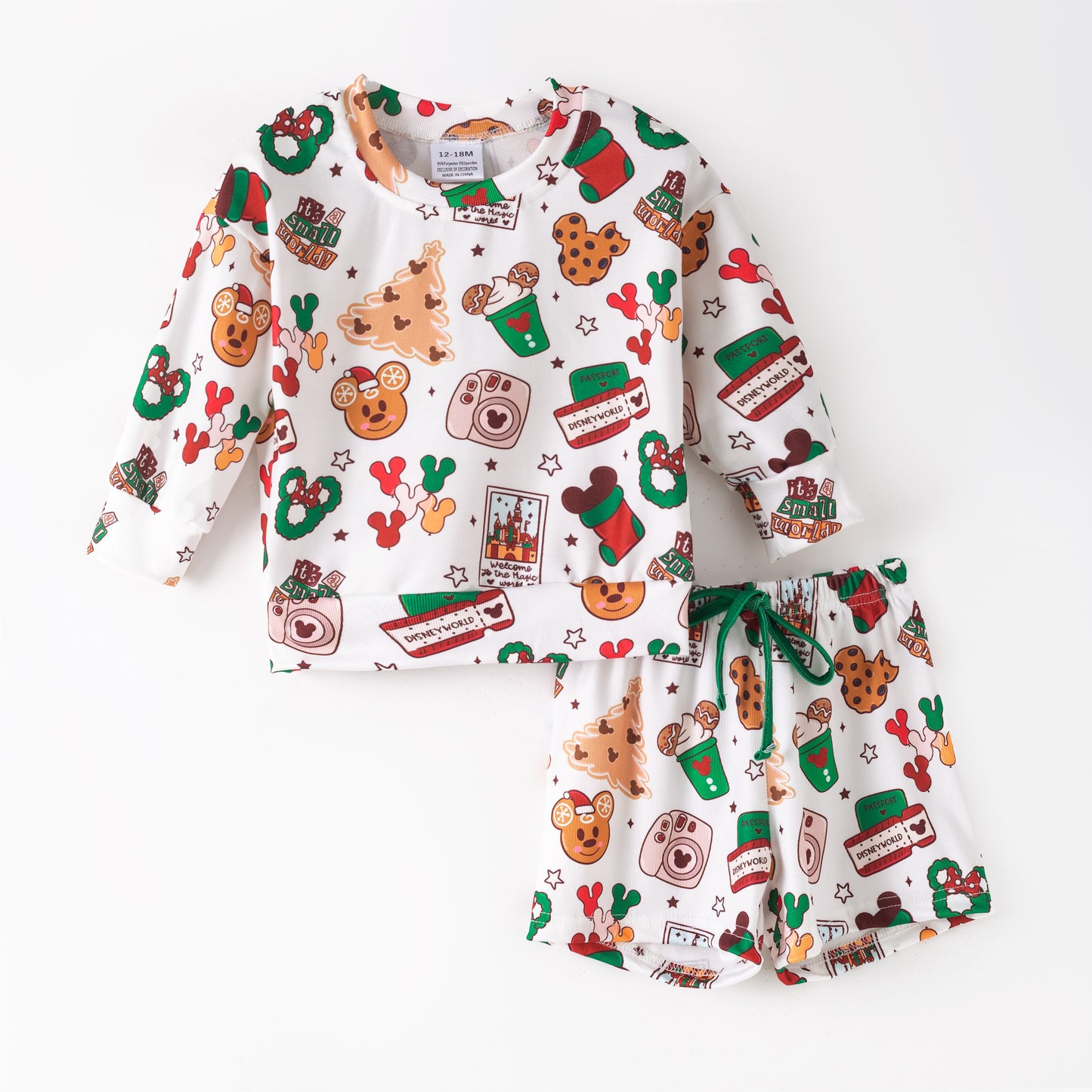 Christmas Long Sleeve Top & Shorts Set – Festive Sportswear for Kids