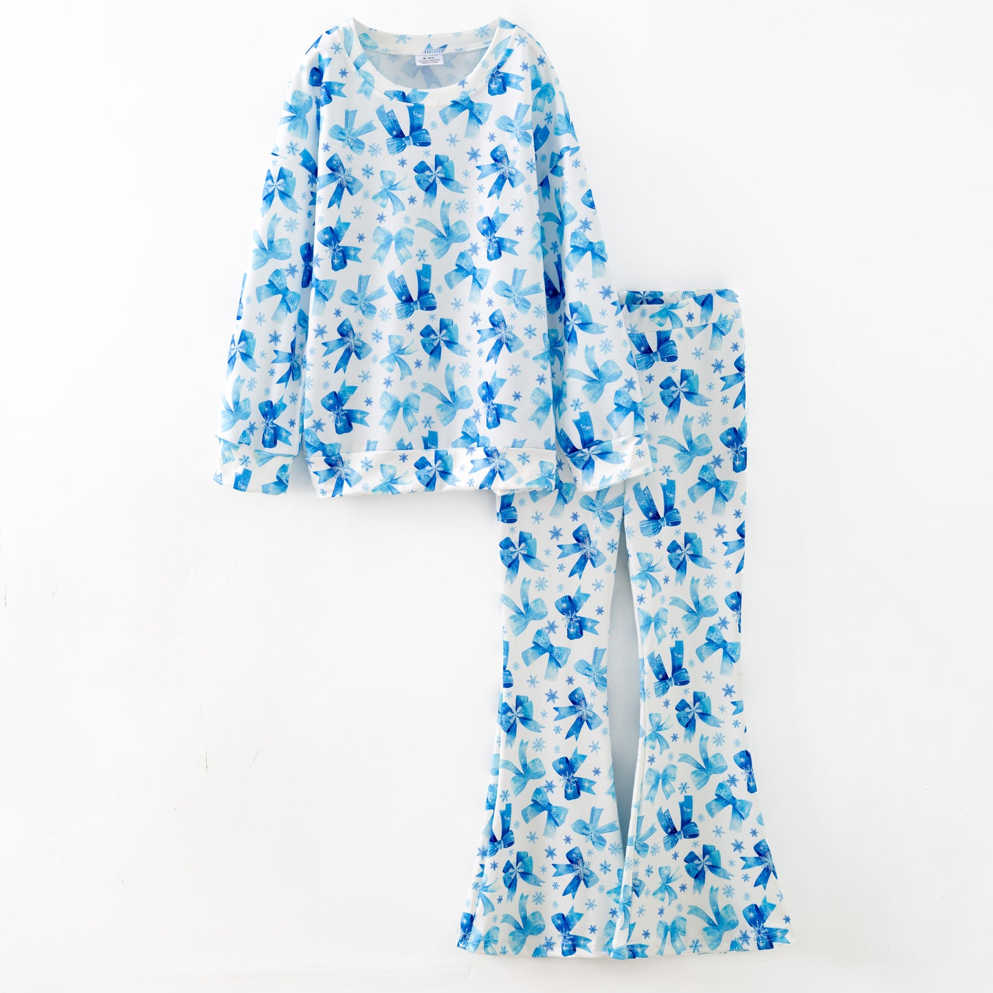 Girls Christmas Fall Bow 2 Pieces Top + Pant Set