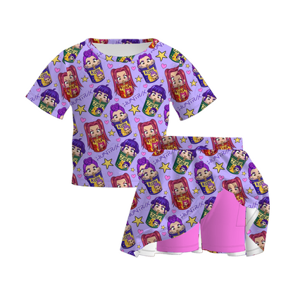 Girls "KPop Demon Hunters" Themed Fashion Purple Collection