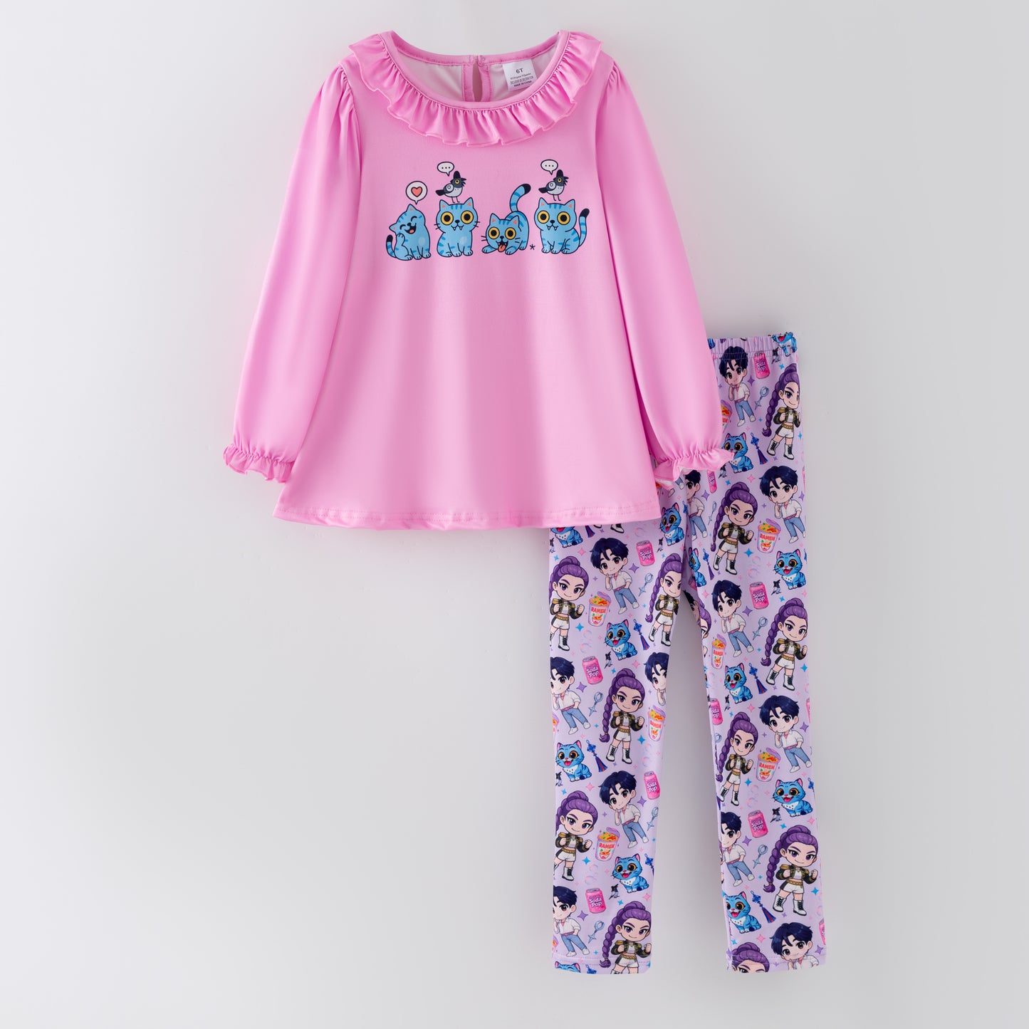 2026 Spring Pink K-pop Ruffled Pant Set