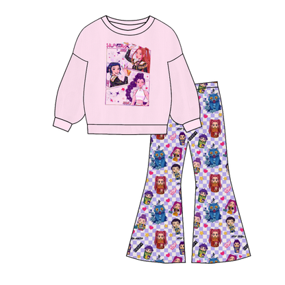 2025 Fall Kpop Demon Hunters Girls Top+Pant Outfit Set