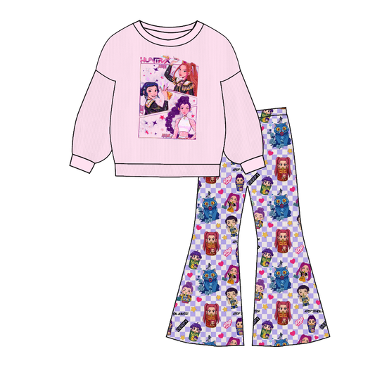 2025 Fall Kpop Demon Hunters Girls Top+Pant Outfit Set