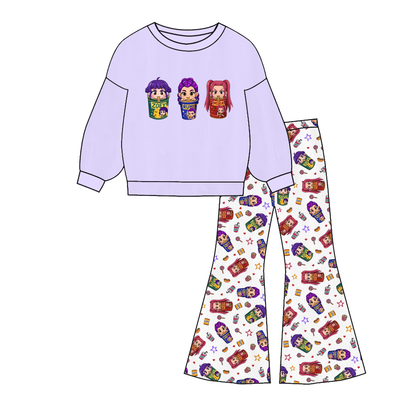 2025 Fall Kpop Demon Hunters Girls Top+Pant Outfit Set