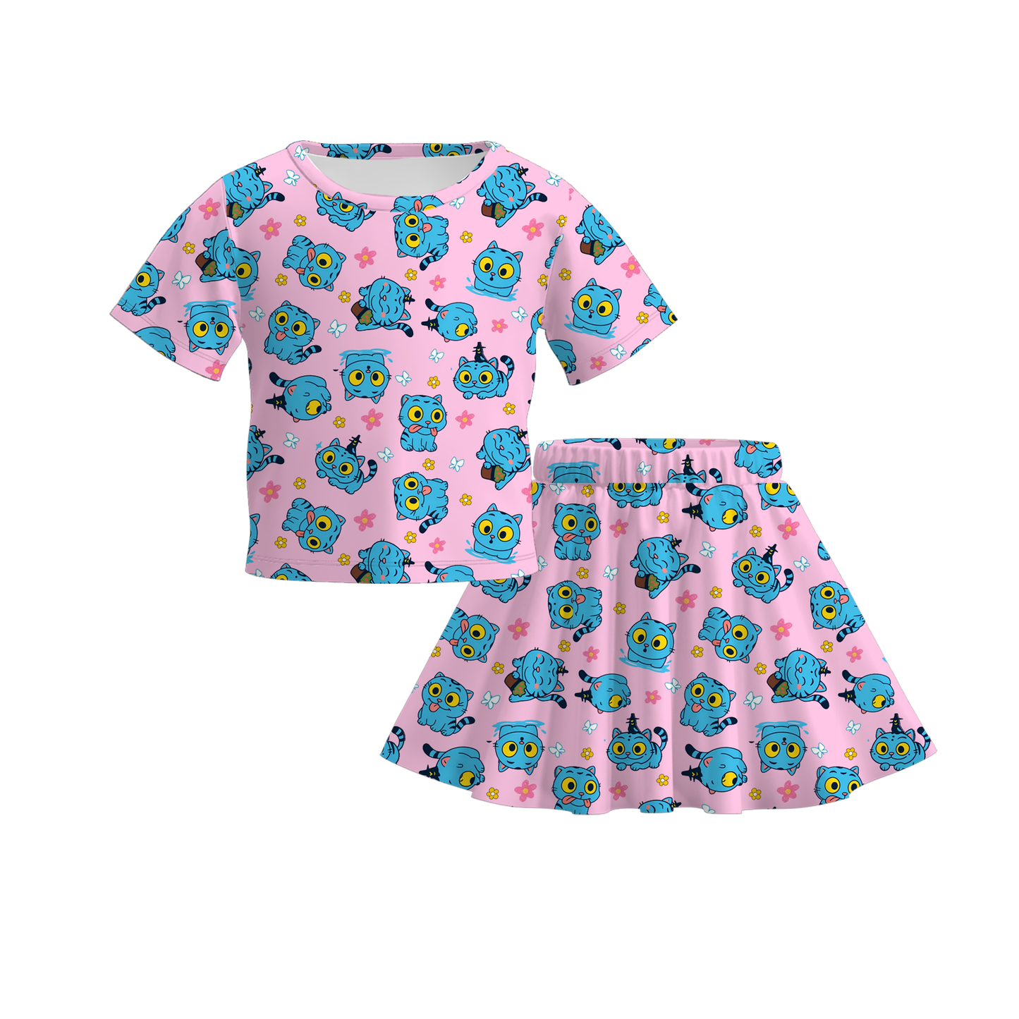 Girls Cartoon Cute Fall Skirt Set
