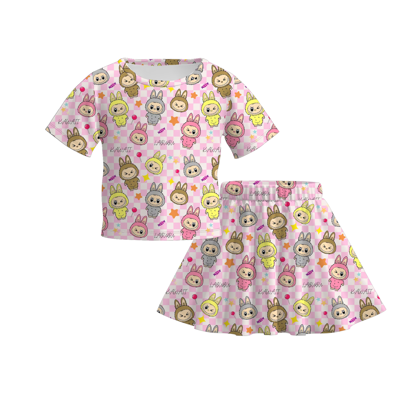 Girls Cartoon Cute Fall Skirt Set
