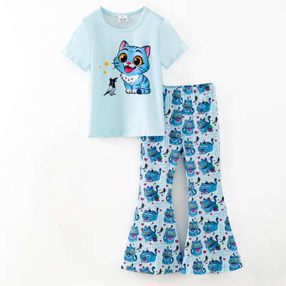 Girls 2025 Fall Kpop Demon Hunter Print Bell Pant Set