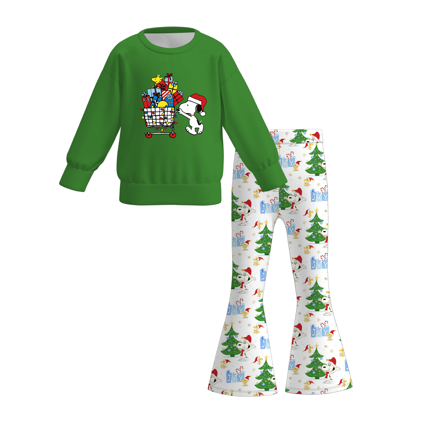 Girls 2 Pieces Christmas Cartoon Long Sleeves Pan Set Collection