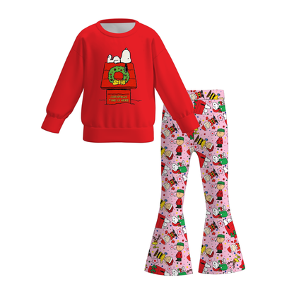 Girls 2 Pieces Christmas Cartoon Long Sleeves Pan Set Collection