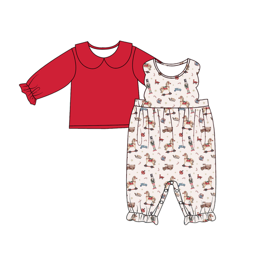 Christmas Nutcracker & Rocking Horse Print Sibling Set – Holiday Outfit Set