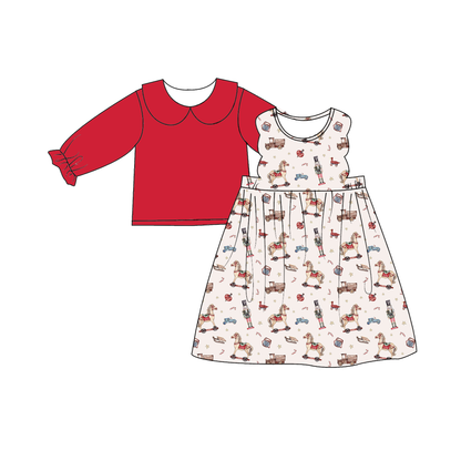 Christmas Nutcracker & Rocking Horse Print Sibling Set – Holiday Outfit Set