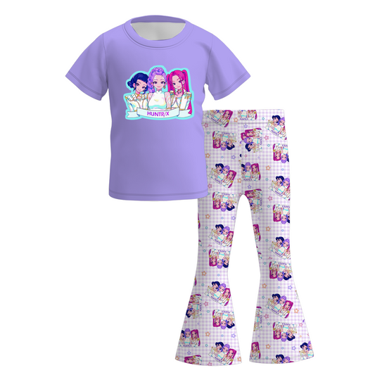 Kpop Demon Hunters Print Girls Fall Bell Pant Set