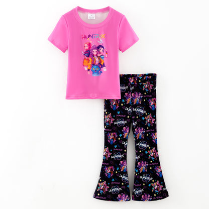 Kpop Demon Hunters Print Girls Fall Bell Pant Set