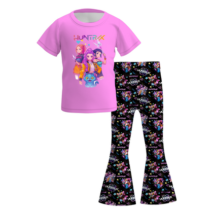 Kpop Demon Hunters Print Girls Fall Bell Pant Set