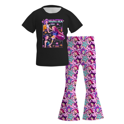 Kpop Demon Hunters Print Girls Fall Bell Pant Set