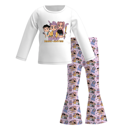 2025 Fall Winter Kpop Demon Hunter Print Pant Set For Kids
