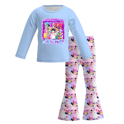 2025 Fall Winter Kpop Demon Hunter Print Pant Set For Kids