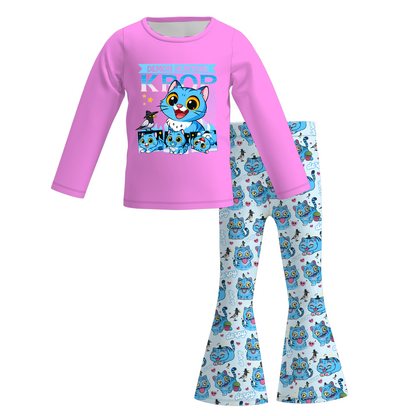 2025 Fall Winter Kpop Demon Hunter Print Pant Set For Kids