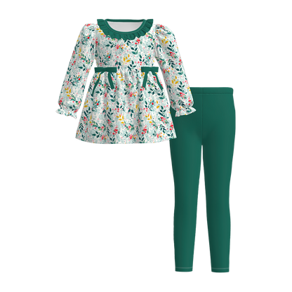 Christmas Family Outfit Collection – Green Floral & Plaid Matching Set