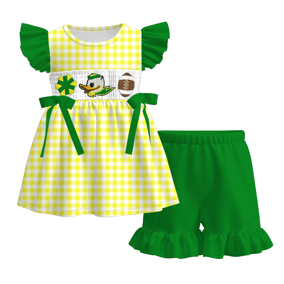 The Oregon ducks Football Embroidered Matching Sibling Outfits