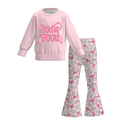 Girls Fall Winter Printed Long Sleeves Pant Set