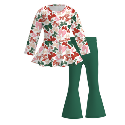 2025 Christmas Bow & Gingerbread Girls Outfit Collection