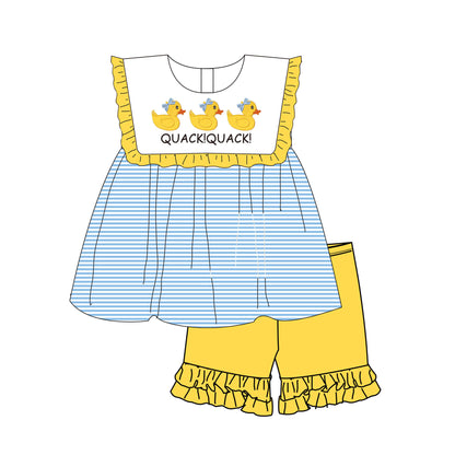 Easter Little Duck Smocked Embroidery Collection – Blue & White Stripes | New Arrival