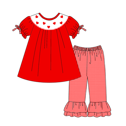 2026 Valentine’s Day Red Plaid Smocked Hearts Collection