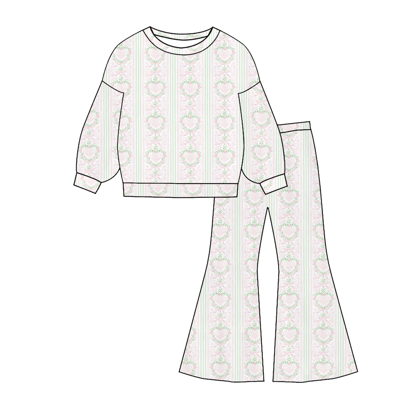 2026 V-Days Spring Heart Sweatshirt Pant Set Collection