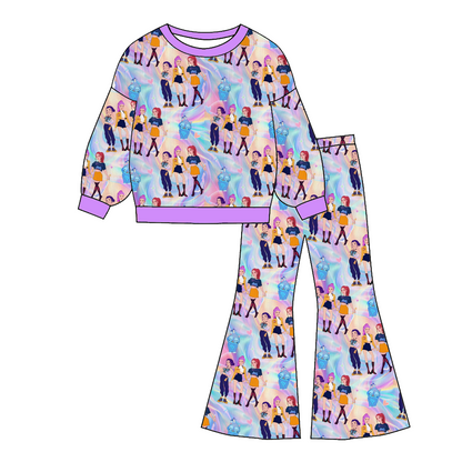 2025 Winter Kpop Demon Hunters Girls Top+Pant Fashion Outfit Set