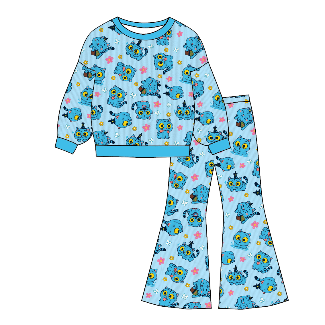 2025 Winter Kpop Demon Hunters Girls Top+Pant Fashion Outfit Set