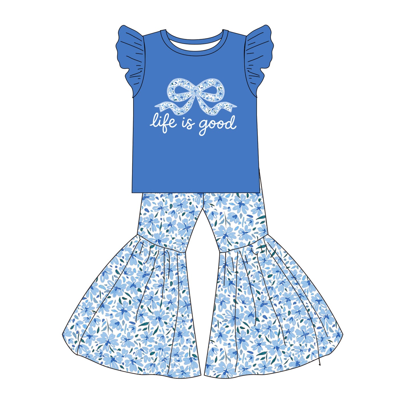 2026 Spring Summer "LIFE IS GOOD" Embroidery Floral Pant Set & Romper
