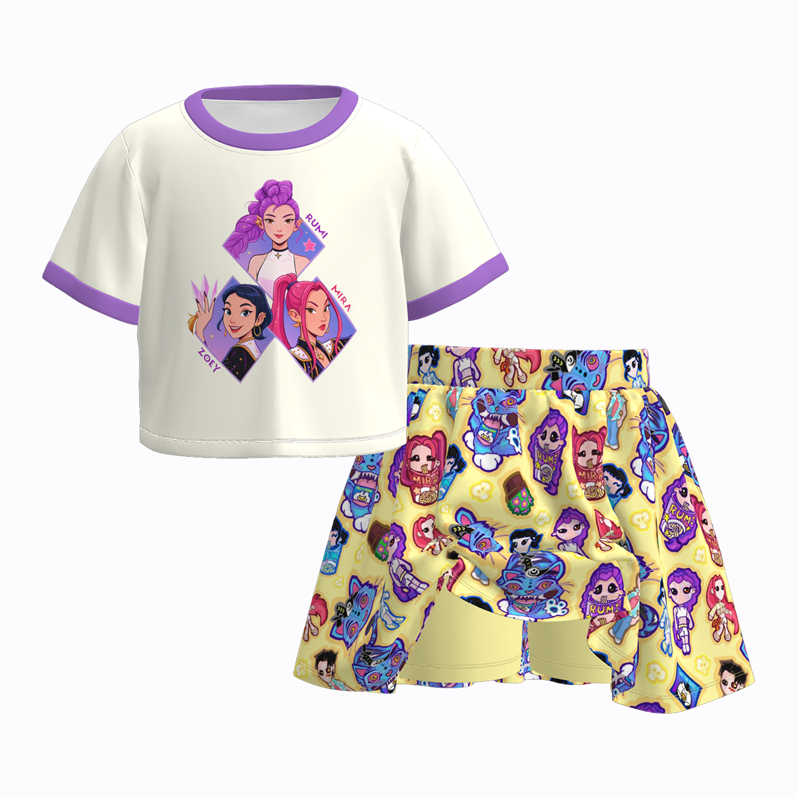 Kids K-Pop Demon Hunter Printed Skirt Set Collection