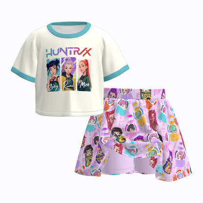 Kids K-Pop Demon Hunter Printed Skirt Set Collection