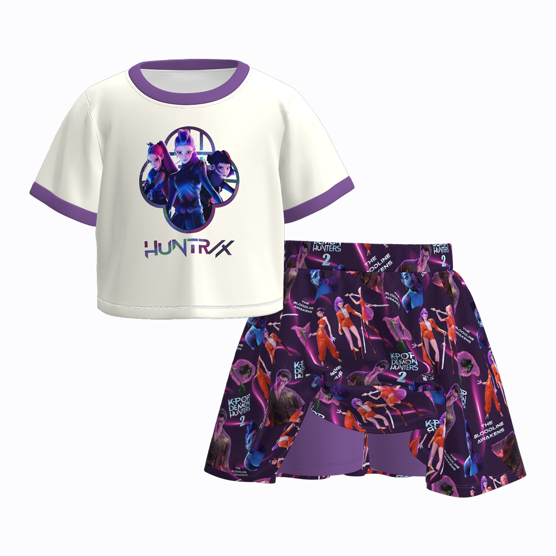 Kids K-Pop Demon Hunter Printed Skirt Set Collection