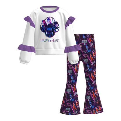 Kids K-Pop Demon Hunter Printed Ruffled Pant Set Collection