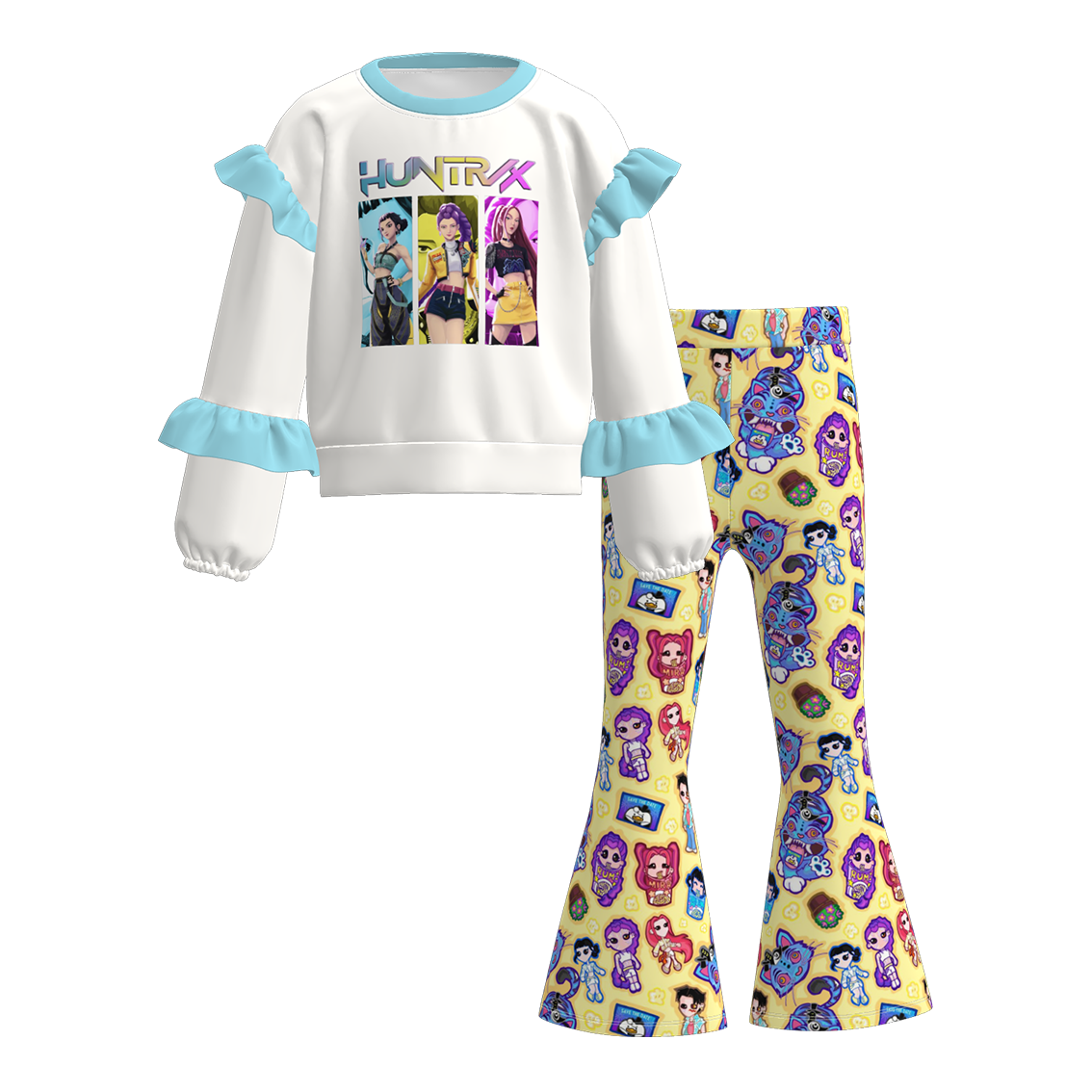 Kids K-Pop Demon Hunter Printed Ruffled Pant Set Collection