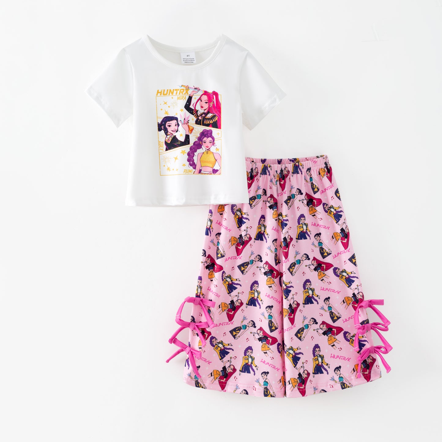 Kids Fashion K-Pop Demon Hunter Printed Ruffled Pant Set