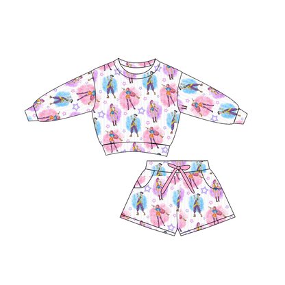 2026 Girls Summer Kpop Demon Hunter Sweatshirt Short Set
